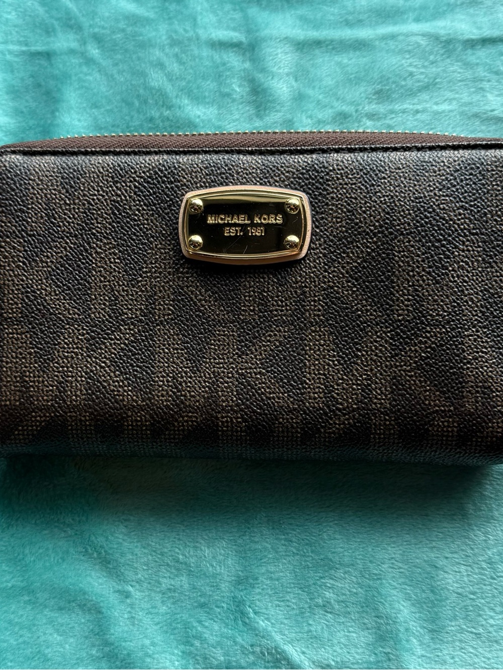 Michael Kors  Zip Wallet with Gold Plaque
